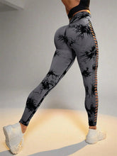 Load image into Gallery viewer, Women's Sporty Tie-Dyed Side-Cut Yoga Pants, Fashionable High-Waisted Hip-Lifting Sports Pants, Seamless Stretch Tight Pants
