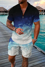 Load image into Gallery viewer, Summer Men's Tracksuit Short Sleeve Polo Shirt Set Fashion Luxury Chain Print Clothing 2 Pieces Casual Suit Streetwear Outfit
