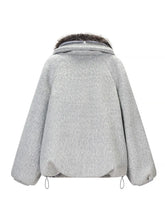 Load image into Gallery viewer, HH Women Fashion Coats Gray Turn-Down Collar Long Sleeves Pockets Decoration Zipper Winter Short Coat Woman Casual Loose Jackets
