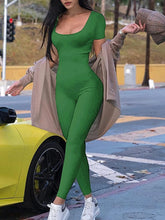 Load image into Gallery viewer, Women's Rompers Short Sleeve Solid Skinny Bodycon Jumpsuits Fashion Sports Fitness Casual Activity Streetwear Overalls
