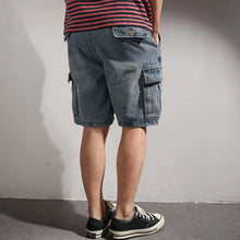 Load image into Gallery viewer, Retro Denim Utility Knee Shorts
