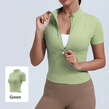 Load image into Gallery viewer, New Women's High-Elastic Yoga Jacket — Form-Fitting, "Naked-Feel" Running &amp; Fitness Top (Short Sleeve)
