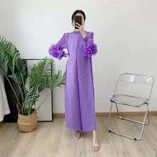 Load image into Gallery viewer, Women Elegant Evening Party Dresses 2025 Summer New Solid Colour Classic Long Sleeve Plate Flower Design Prom Dresses Female
