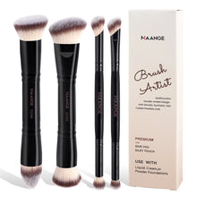 Load image into Gallery viewer, MAANGE 4pcs Basic Makeup Brushes Set With Box Dual-ended Foundations Powder Blush Details for Eyeshadow Brushes Beginner Travel
