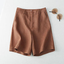 Load image into Gallery viewer, Women's Shorts Linen Half Knee Length Mid Wide Female Short Pants Bermuda Offer Aesthetic Hot Streetwear Korean Style For Summer
