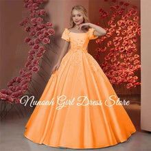 Load image into Gallery viewer, Elegant Flower Girl Dresses for Wedding Satin Beaded Floral Floor Length Girl Kids Birthday Party First Holy Communion Gown
