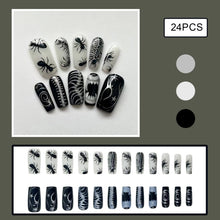 Load image into Gallery viewer, 24pcs Thriller Style False Nails With Halloween Ant Bugs Pattern Wearable Press On Nails Ballet Black Punk Nail Art Decoration
