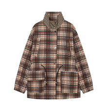 Load image into Gallery viewer, Women's Coat 2026 New Autumn Gray Plaid Long Sleeve Loose Drawstring Decorative Coat Casual Fashion Personal Ladies Outerwear
