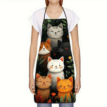 Load image into Gallery viewer, Cute Cat Pattern Polyester Apron  Vibrant Cartoon Cats with Hearts &amp; Stars DesignKitchen Apron for Cooking, Baking Home Decor
