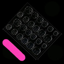 Load image into Gallery viewer, 24PCS Short False Nails With Rose Leaf Design Pressed On The Nails, Glossy Glue, Black Full Coverage Acrylic False Nails
