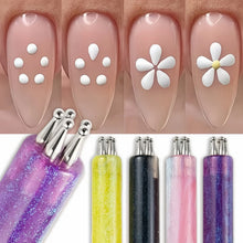 Load image into Gallery viewer, Nail Art Five-Petal Flower Dotting Tool, DIY Nail Design Brush, Acrylic Handle,  Professional &amp; Beginner Friendly, Portable

