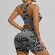 Load image into Gallery viewer, Women Seamless Tie Dye Yoga Set Quick Dry Sports Bra Shorts Lightweight Breathable Workout Outfit
