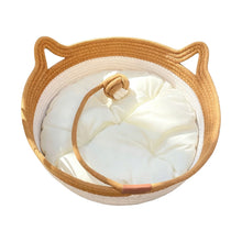 Load image into Gallery viewer, Pet Cat Bed Round Hand Woven Rattan Wear-resistant Cat Bed Summer Pet Bed Indoor Sleeping House Pet Products Accessories
