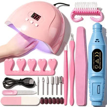 Load image into Gallery viewer, Nail Art Manicure Pedicure Tools Kit with UV LED Nail Lamp and Electric Nail Drill for DIY Nail Care
