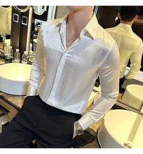 Load image into Gallery viewer, Glossy Slim Fit Men’s Dress Shirt
