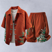 Load image into Gallery viewer, Summer Tracksuits Men Traditional Chinese Style Suit Shirt Shorts Tang Suit Male Fashion Casual Summer Sets
