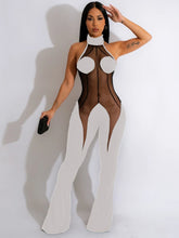 Load image into Gallery viewer, Sheer Lace Halter Flare Jumpsuit
