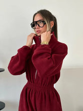Load image into Gallery viewer, Jumpsuit Women 2026 New Fashionable Long Sleeved Jumpsuit for Women's Casual Half Open Collar Elastic Waist Jumpsuit
