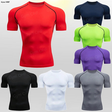 Load image into Gallery viewer, Gym Fitness T Shirt Men's Short Sleeve Summer Boxing Jersey Legging Men Rashguard Compression Pants Quick Dry Tight T-Shirts Men
