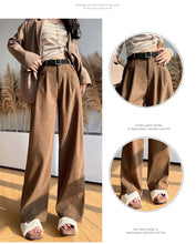 Load image into Gallery viewer, Women's Pants Autumn Winter Corduroy High Waist Wide Leg Pants for Women Casual Trousers Female Straight Pants Women Clothes New
