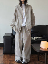 Load image into Gallery viewer, 2026 Women Summer Long Pants High Waist Wide Leg 80% Cotton Plaid Pants Fashion Clothes Vintage Pants Female Trousers
