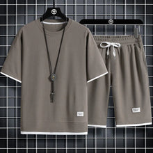 Load image into Gallery viewer, Trendy Suits for men Men's Summer Shorts Set Gym Outfit Student Short Sleeve Tee 2 Piece Set Tracksuits Men Casual Men Clothing
