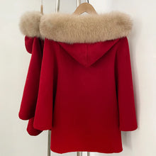 Load image into Gallery viewer, Hooded Fur Trim Wool Coat
