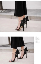 Load image into Gallery viewer, Fashion Women's High Heels Bow Women Sandals Patent Leather Open Toe Party Shoes Buckle Ultra High Heels Women Shoes New Zapatos
