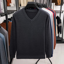 Load image into Gallery viewer, New Sweatwear Men's V Neck Basic Solid Color Sweaters Round Neck Elastic Pullovers Warm Autumn Knitted Oversized Sweater Men
