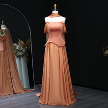 Load image into Gallery viewer, Brown Off Shoulder Chiffon Evening Gown
