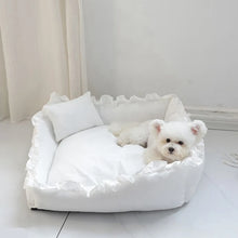 Load image into Gallery viewer, Pet Dog Lace Bed Cat Bed Cute Puppy Square Sleeping Cushion Bed Cat Sofa Warming Dog Nest with Pillow Washable Pet Bed S~L
