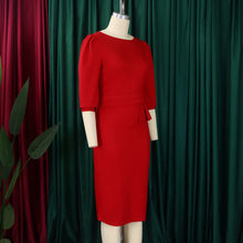 Load image into Gallery viewer, Elegant O-Neck Sheath Midi Dress
