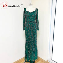 Load image into Gallery viewer, Elegant Wedding Evening Dress for Women 2026 V Neck Long Sleeves Mermaid with Detachable Train Prom Party Gowns Customized
