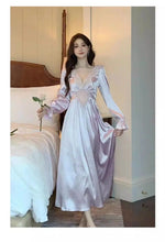 Load image into Gallery viewer, Female Long Nightdress Retro French Court Style Princess Nightgown Sleepwear Spring Summer Loose Rayon Home Clothes Lounge Wear
