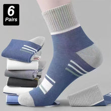 Load image into Gallery viewer, Men’s Breathable Cotton Crew Socks – 6-Pair Set
