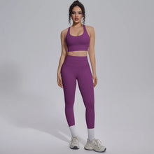 Load image into Gallery viewer, New Yoga Set for Woman Summer Gym Sports Running Bra Top Breathable Peach Buttocks Women Leggings Solid Color Yoga Set
