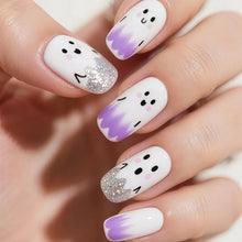 Load image into Gallery viewer, 24PCS of false nails with a nude base coat and a shiny black surface and featuring a mirror-gold metallic French tip design
