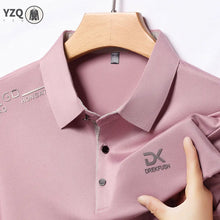 Load image into Gallery viewer, Men's Business Casual Short Sleeve Polo Shirt Solid Color with Badge Fashionable Breathable Comfortable Versatile Business Top
