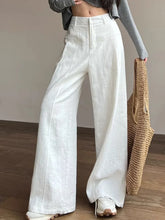 Load image into Gallery viewer, Summer White Pants For Women Cotton Formal High Waist Wide Leg Trousers Ladies Elegant Summer Women's Pants Straight Leg Office
