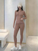 Load image into Gallery viewer, Women's Yoga Set Stand Collar Zip Jacket, Slim Fit Long Sleeve Sports Fitness Yoga Wear

