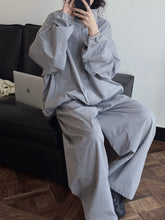 Load image into Gallery viewer, 2026 Women Summer Long Pants High Waist Wide Leg 80% Cotton Plaid Pants Fashion Clothes Vintage Pants Female Trousers

