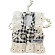 Load image into Gallery viewer, Pet Dog Clothes Lace Skirt Pastoral Style Black Plaid  Harness Puppy Dresses Universal Harness Tractionable Retro Princess Dress
