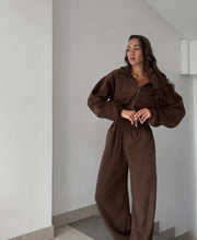 Load image into Gallery viewer, Jumpsuit Women 2026 New Fashionable Long Sleeved Jumpsuit for Women's Casual Half Open Collar Elastic Waist Jumpsuit
