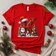 Load image into Gallery viewer, Festive Alphabet Holiday Casual Tee
