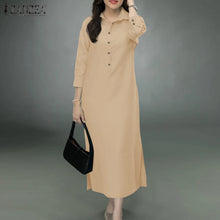 Load image into Gallery viewer, Elegant Lapel Solid Midi Dress
