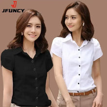 Load image into Gallery viewer, Women's Shirt 2026 Summer Women Top Female Black White Shirts Office Ladies Blouse OL Clothes Woman Short Sleeve Workwear
