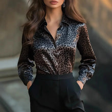 Load image into Gallery viewer, Elegant Leopard Print Office Blouse
