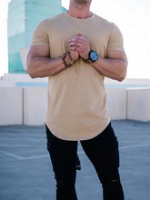Load image into Gallery viewer, Muscle Fitness T-shirt Summer Men's Athleisure Workout short sleeve T-shirt High Quality cotton Men T-shirt Gym Sport Shirt Tops
