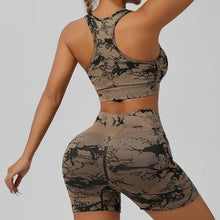 Load image into Gallery viewer, Women Seamless Tie Dye Yoga Set Quick Dry Sports Bra Shorts Lightweight Breathable Workout Outfit
