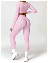 Load image into Gallery viewer, Summer 2PCS Yoga Suit Sports Set Women Quick-Dry Gym Set Women Tracksuit Running Workout Long Sleeve Sports Shirt Yoga Clothing
